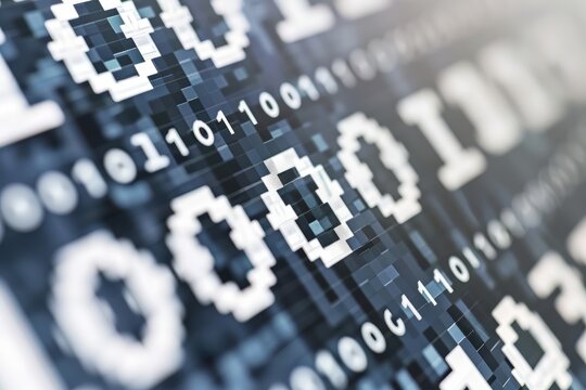 Abstract binary code design in shades of blue