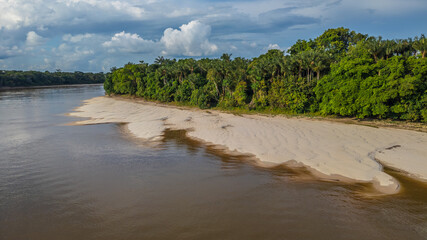 WHITE SAND BEACHES ON THE NANAY RIVER, A BLACK WATER RIVER KNOWN AS IGAPO IN THE ALLPAHUAYO MISHANA...