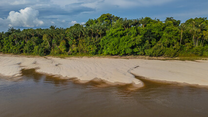 WHITE SAND BEACHES ON THE NANAY RIVER, A BLACK WATER RIVER KNOWN AS IGAPO IN THE ALLPAHUAYO MISHANA NATIONAL RESERVE