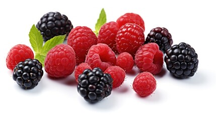 Fresh Ripe Raspberries and Blackberries