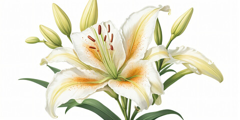 lily flower blooming beautifully isolated on background, created by generative ai