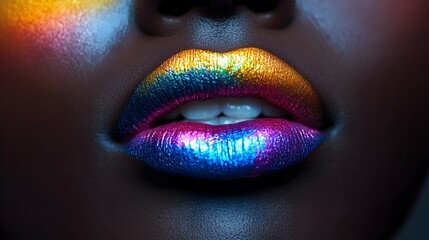 Colored woman lips make-up kiss