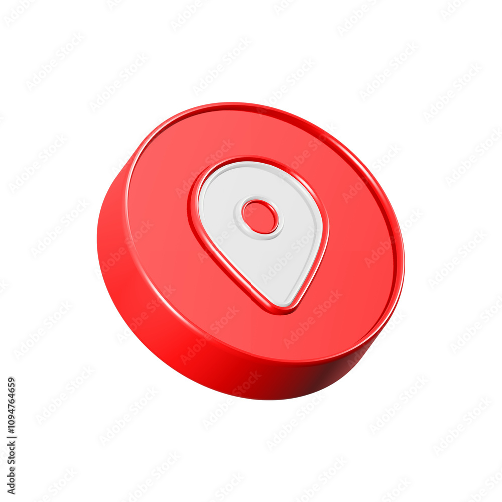 Poster pin location icon 3d red color location maps symbol