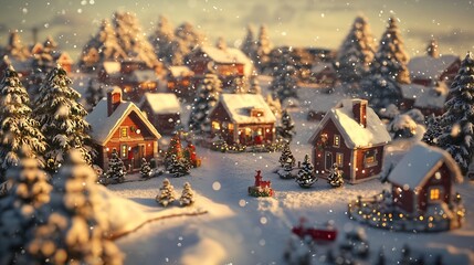 Naklejka premium おもちゃの雪国のクリスマス