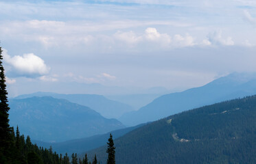 View of the mountains in the forest fire smoke, Whistler