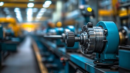 Fototapeta premium Close-up of a Machine Tool in a Factory Setting