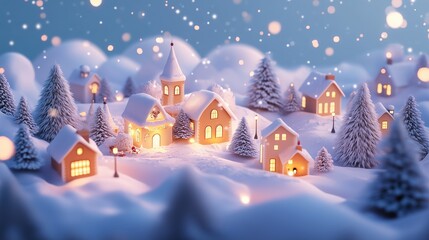 Naklejka premium おもちゃの雪国のクリスマス