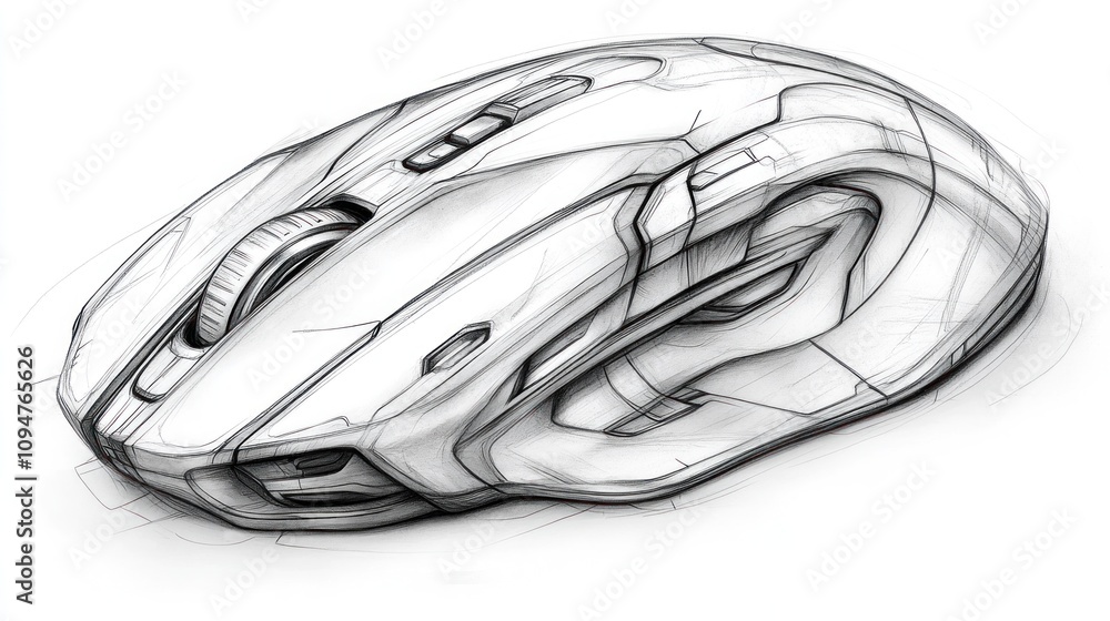 Poster sketch of a modern computer mouse