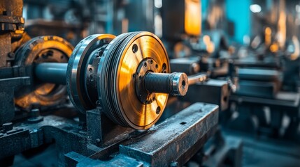 Fototapeta premium Close-up of Industrial Machinery with Gear and Chain Drive