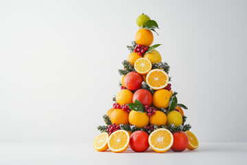 A colorful fruit tower elegantly arranged with various fruits.