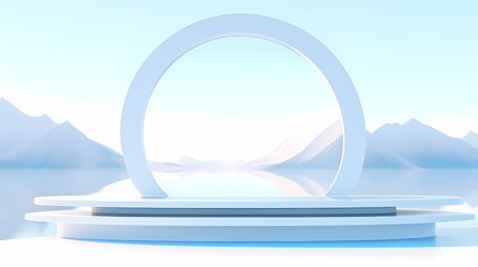 digital technology blue and white booth and landscape illustration poster background