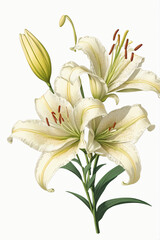 lily flower blooming beautifully isolated on background, created by generative ai