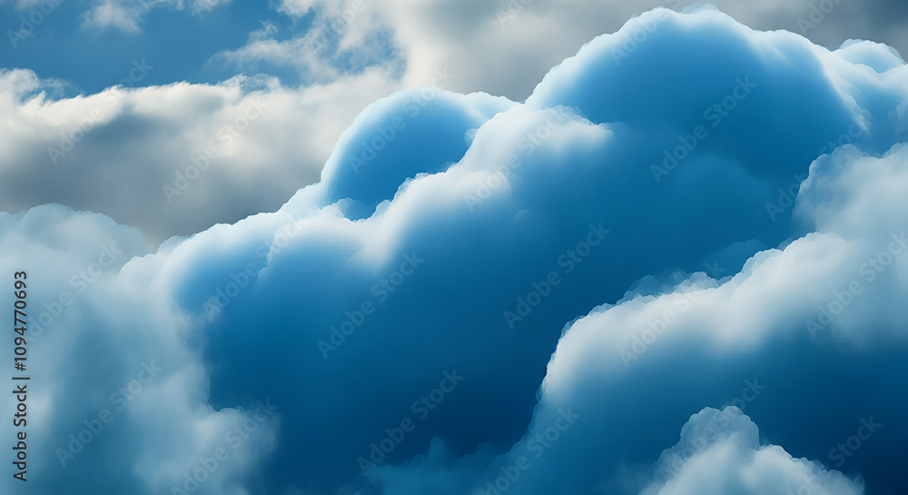 Poster smooth blue cloud pattern in the form of a abstract against a background of a cloudy sky . ideal for