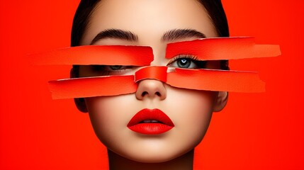Bold beauty portrait with striking red accents