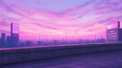 Fototapeta premium Magical City Sunset Rooftop View