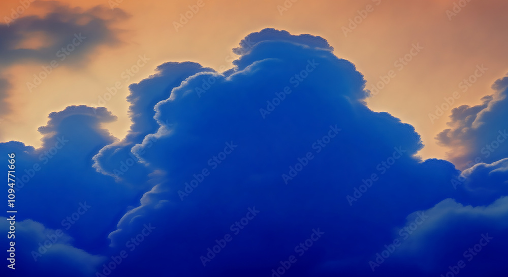 Poster smooth blue cloud pattern in the form of a abstract against a background of a cloudy sky . ideal for