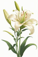 Fototapeta premium lily flower blooming beautifully isolated on background, created by generative ai