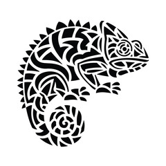 Modern Tribal Chameleon Tattoo © Naimur
