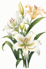 Fototapeta premium lily flower blooming beautifully isolated on background, created by generative ai