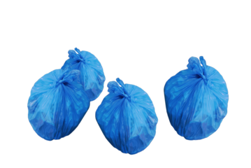 Blue garbage bags. On isolated transparent background.