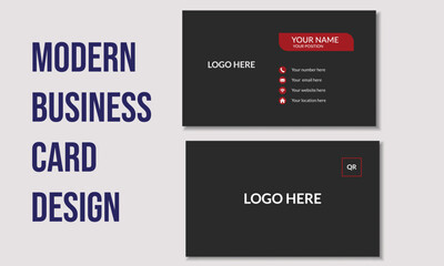 Creative modern clean professional minimalist Double-sided real estate business card design templet. landscape orientation. Layout in rectangle size with red color.