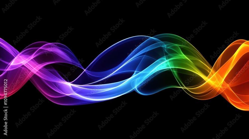 Poster colorful waves of light swirl gracefully against a dark background creating a vibrant visual display
