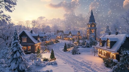 Fototapeta premium 雪国と古い家