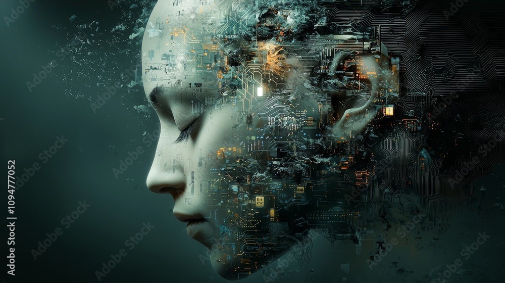 Poster A 3D portrayal of a machine learning process, emphasizing stock, deep data mining, and machine learning as fundamental aspects of modern computer technology concepts.