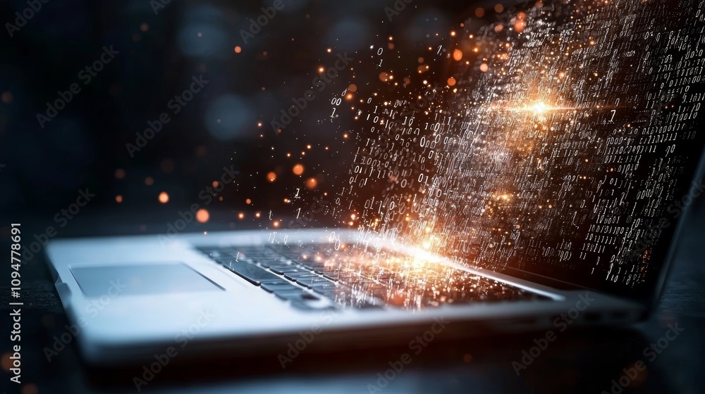 Poster Using AI, data science, and technology to analyze and visualize stock data with big data, neural networks, and machine learning, promoting digital transformation and innovation.