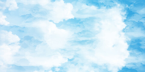 sunny sky blue light watercolor background. Aquarelle painting brush effect card paper textured canvas cloudy smoke space for text, entertaining card, template. aquamarine color graphics illustration