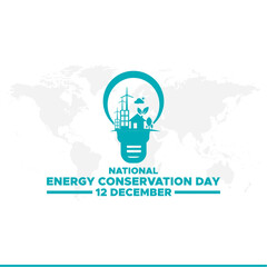 National Energy Conservation Day. December 14. Template for background, banner, card, poster with text inscription. Vector illustration.Vector graphic of national energy conservation day