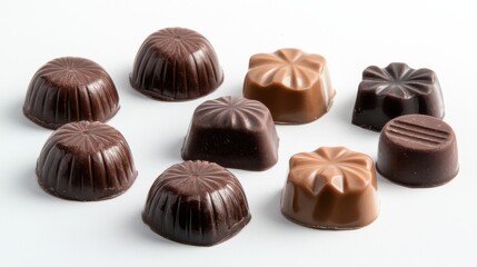 Fototapeta premium Tempting Belgian chocolate pralines in various shapes for all chocolate lovers
