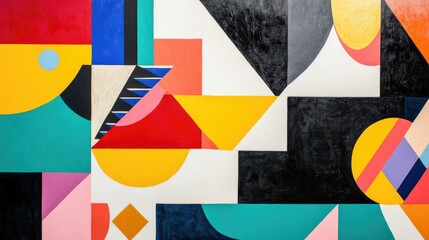 Obraz premium A bold, modern graphic design featuring geometric patterns, abstract forms, and vibrant colors for a cutting-edge aesthetic
