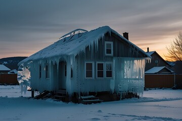 Naklejka premium abandoned house in the snow