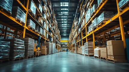 Fototapeta premium Industrial steel pipes in warehouse