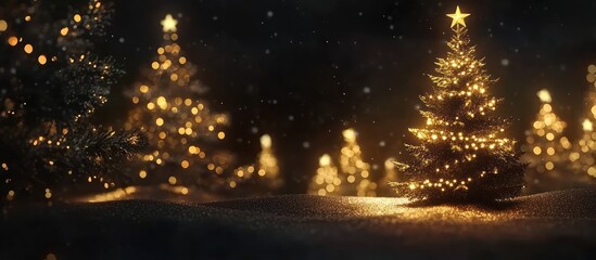 Magical Christmas Eve: A Night of Golden Lights and Falling Snow