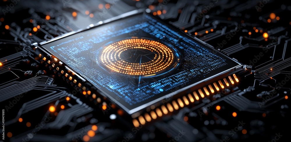Poster An illustration of a neural network in 3D, emphasizing big data and cybersecurity. The image features a data stream, a global database, and stock elements, all set against a bright and colorful