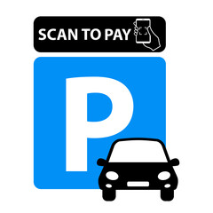Parking icon and scan to pay,qr code .Vector