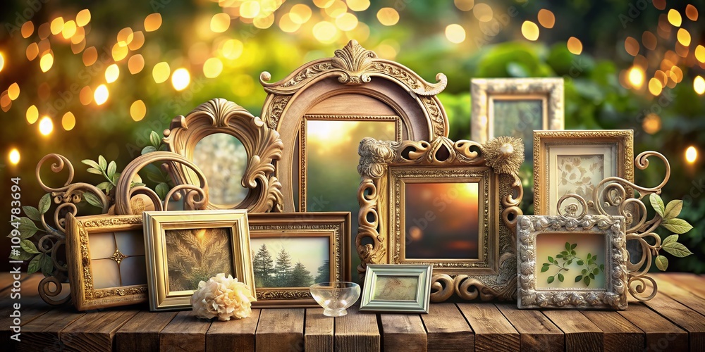 Poster A Beautiful Collection of Handcrafted Design Components and Ornamental Calligraphic Frames in a Bokeh Effect, Showcasing Intricate Details and Elegant Style