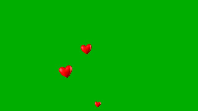 Red heart love animation bubble green screen
