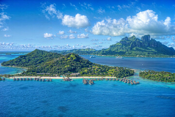 AERIAL VIEWS ABOVE THE PACIFIC ISLAND BORA BORA