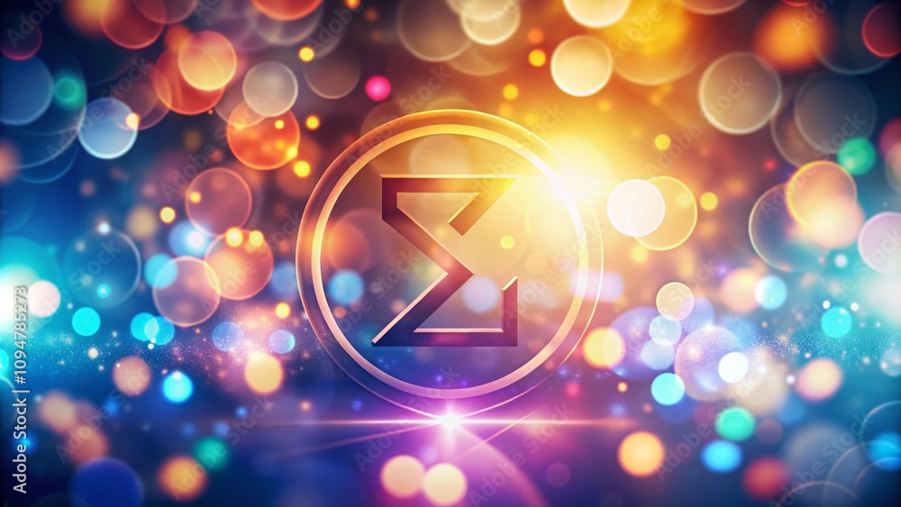 Poster abstract bokeh effect featuring the sigma mathematical symbol in a colorful background for education