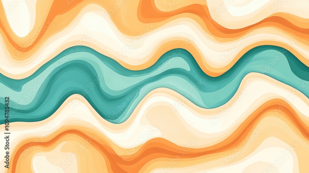 Aufkleber this abstract background features flowing waves and smooth gradients in a mix of warm and cool color