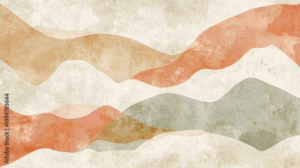 Poster this captivating abstract background features flowing waves in a blend of warm and cool colors, crea