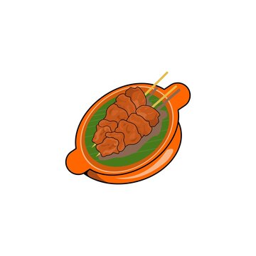 satay skewers on orange plate clip art preview