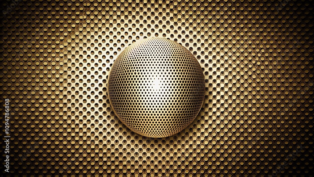 Poster abstract halftone pattern with dynamic oval shapes and metal design art backdrop, featuring seamless