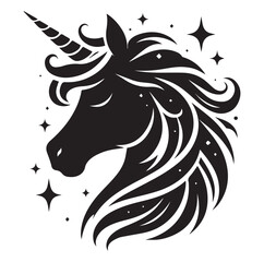 Unicorn Face vector silhouette SH