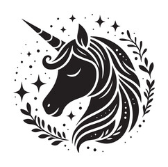 Unicorn Face vector silhouette SH