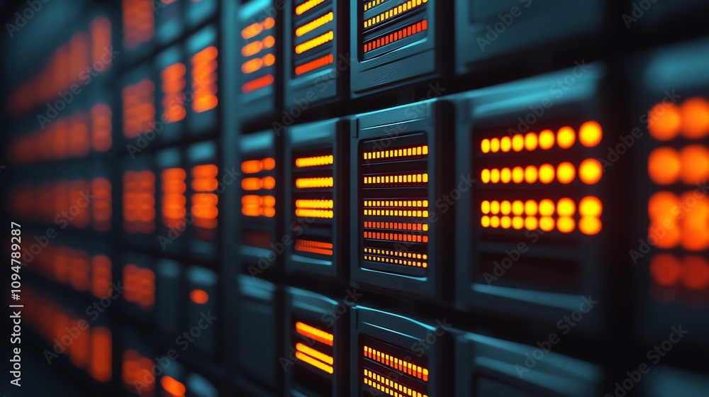 Aufkleber data storage innovation tech lab digital infrastructure high-tech environment close-up perspective f