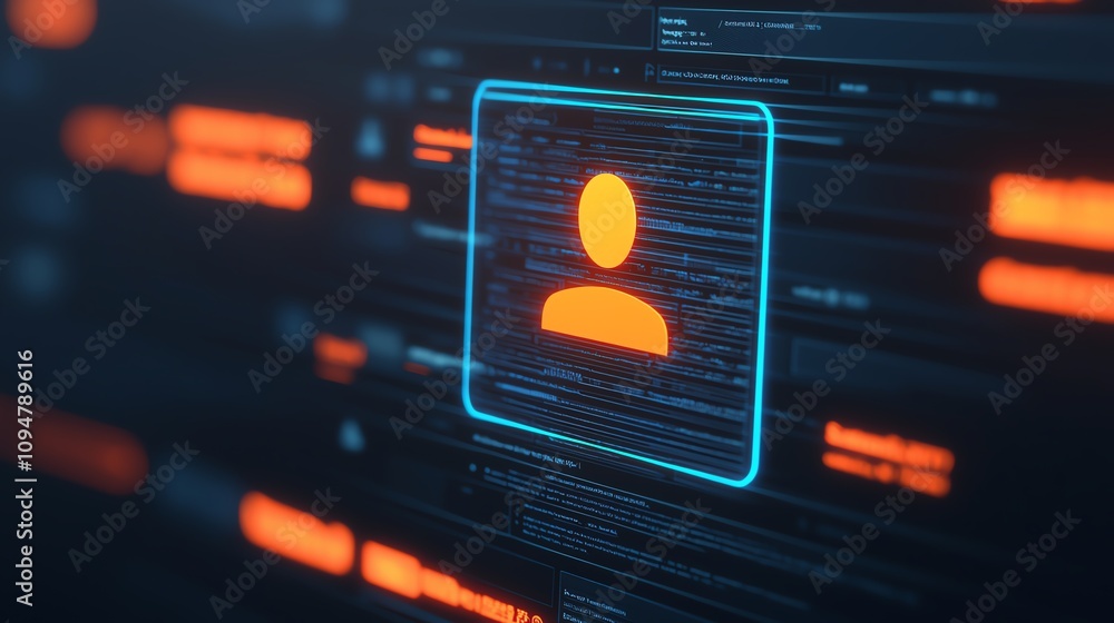 Poster navigating digital identity management technology trends online safety visual data modern workspace 